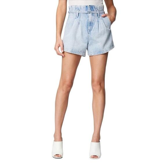 BLANKNYC Paperbag High Rise Belted Denim Shorts Light Wash 24 NWT - Picture 2 of 7